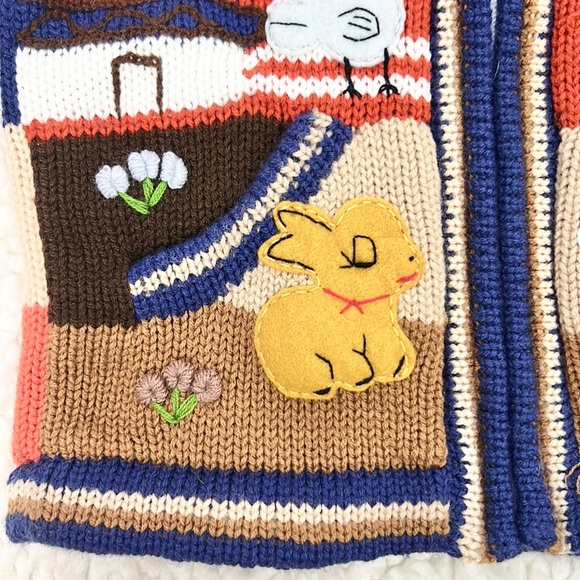 🌵🐓☀️ Desert Farm Scene Emboidered Patched Zip-Up Hooded Sweater w/Pockets KIDS 6 - Picture 6 of 7